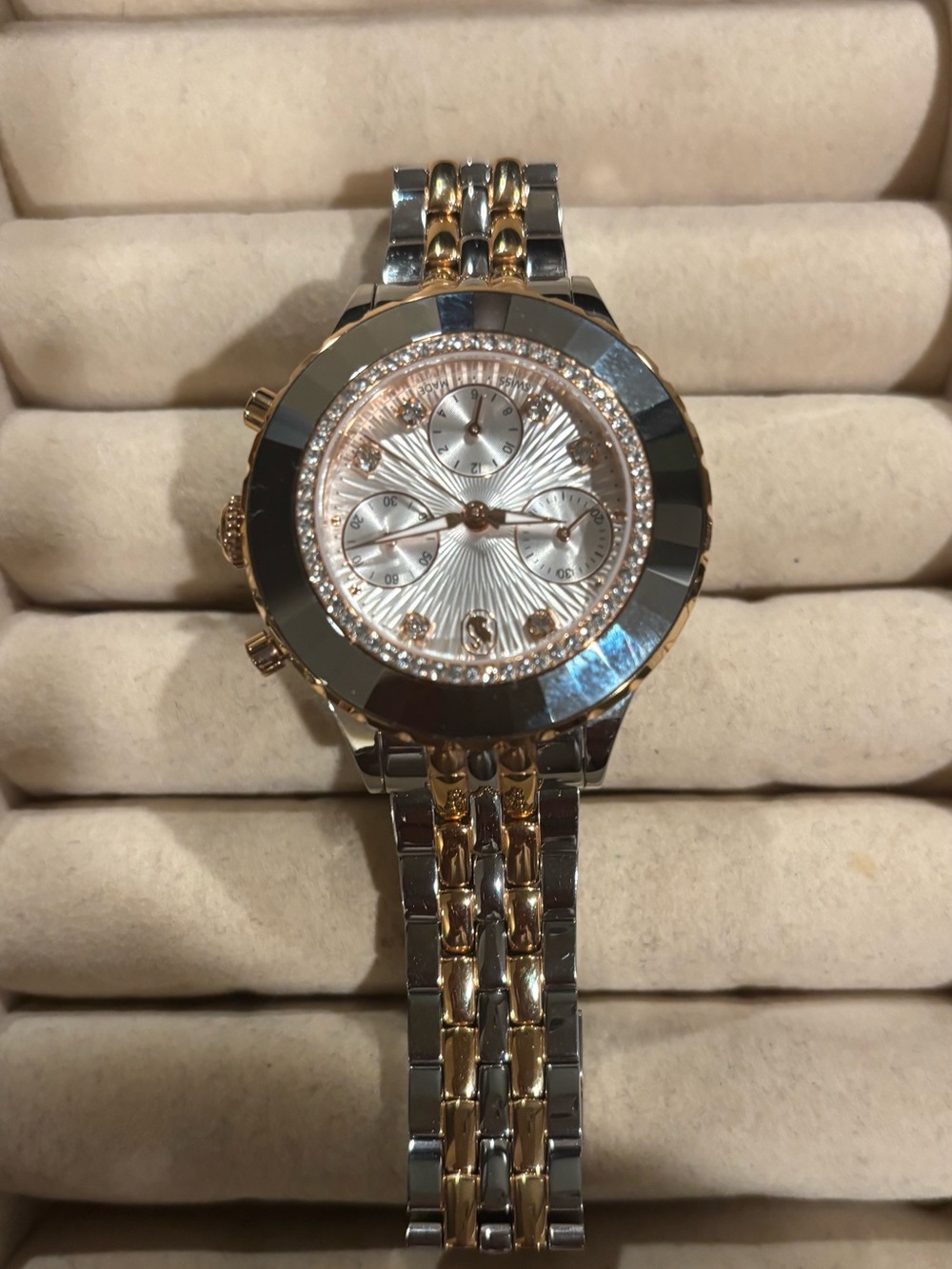 Swarovski Octea Chrono Quartz 37mm, Two-Tone Rose Gold & Silver Women’s Watch